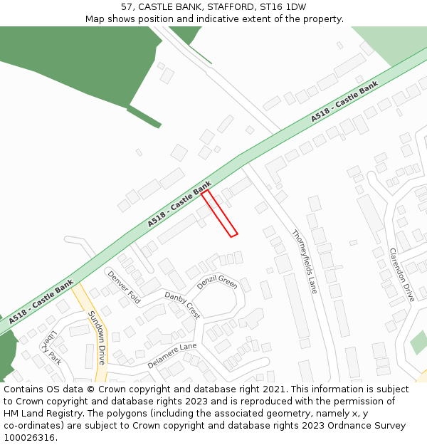 57, CASTLE BANK, STAFFORD, ST16 1DW: Location map and indicative extent of plot