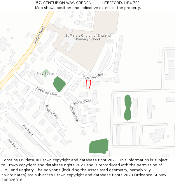 57, CENTURION WAY, CREDENHILL, HEREFORD, HR4 7FF: Location map and indicative extent of plot
