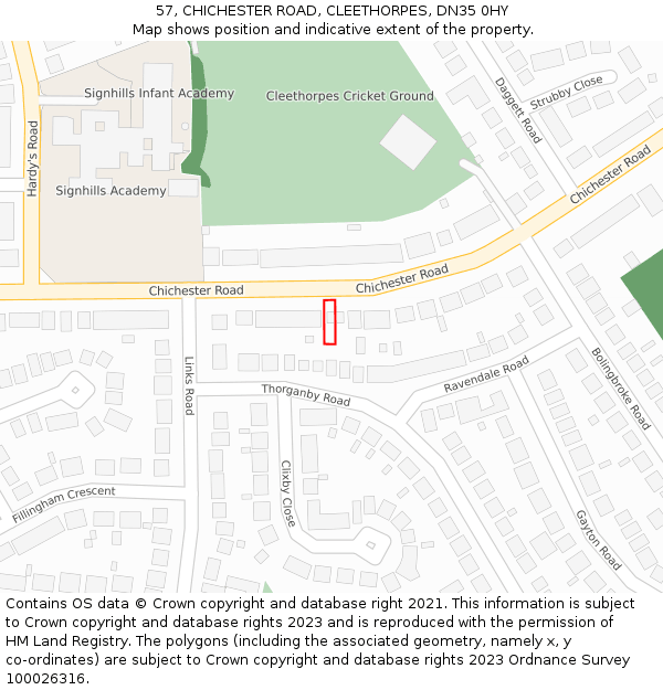 57, CHICHESTER ROAD, CLEETHORPES, DN35 0HY: Location map and indicative extent of plot