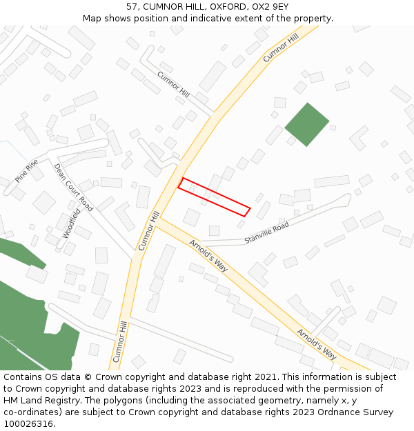 57, CUMNOR HILL, OXFORD, OX2 9EY: Location map and indicative extent of plot