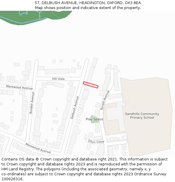 57, DELBUSH AVENUE, HEADINGTON, OXFORD, OX3 8EA: Location map and indicative extent of plot