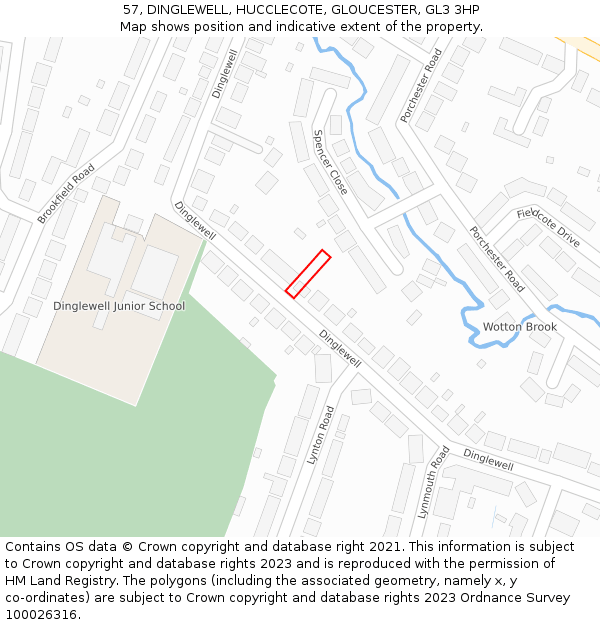 57, DINGLEWELL, HUCCLECOTE, GLOUCESTER, GL3 3HP: Location map and indicative extent of plot
