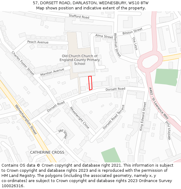 57, DORSETT ROAD, DARLASTON, WEDNESBURY, WS10 8TW: Location map and indicative extent of plot