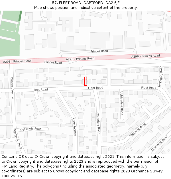 57, FLEET ROAD, DARTFORD, DA2 6JE: Location map and indicative extent of plot