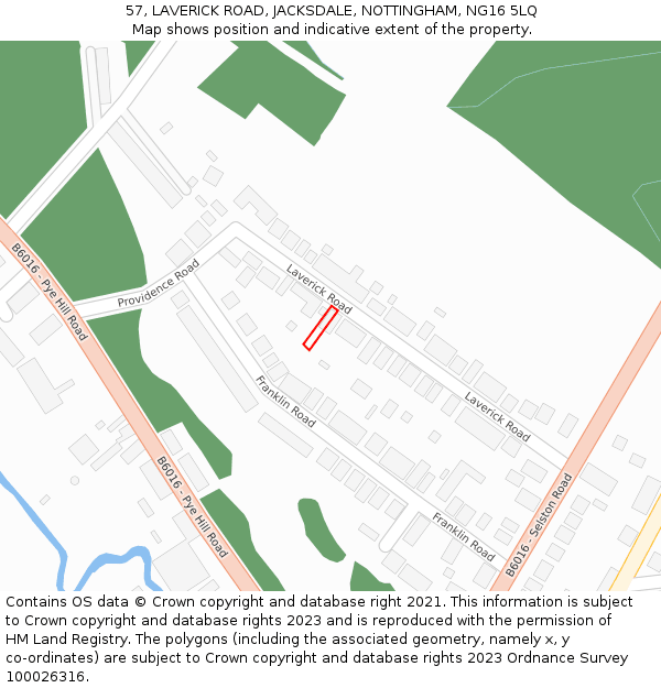 57, LAVERICK ROAD, JACKSDALE, NOTTINGHAM, NG16 5LQ: Location map and indicative extent of plot