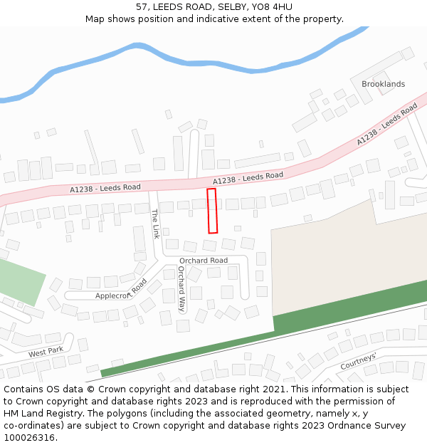 57, LEEDS ROAD, SELBY, YO8 4HU: Location map and indicative extent of plot