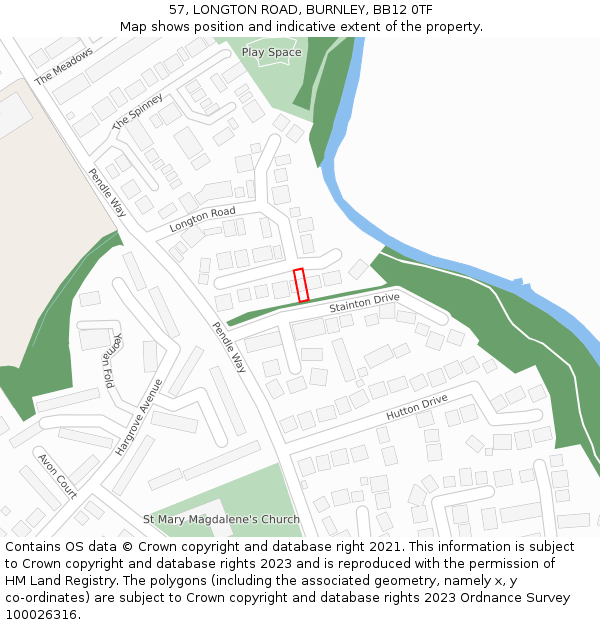 57, LONGTON ROAD, BURNLEY, BB12 0TF: Location map and indicative extent of plot