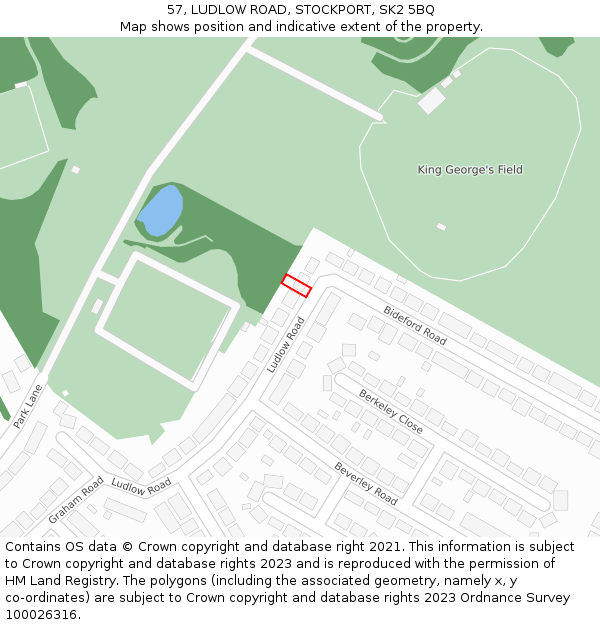 57, LUDLOW ROAD, STOCKPORT, SK2 5BQ: Location map and indicative extent of plot