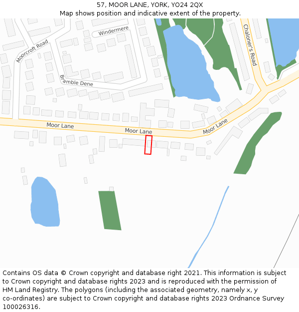 57, MOOR LANE, YORK, YO24 2QX: Location map and indicative extent of plot