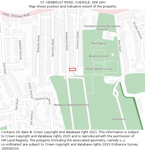 57, NEWBOULT ROAD, CHEADLE, SK8 2AH: Location map and indicative extent of plot