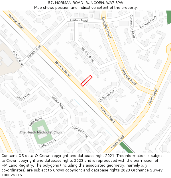 57, NORMAN ROAD, RUNCORN, WA7 5PW: Location map and indicative extent of plot