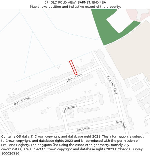 57, OLD FOLD VIEW, BARNET, EN5 4EA: Location map and indicative extent of plot