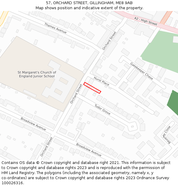 57, ORCHARD STREET, GILLINGHAM, ME8 9AB: Location map and indicative extent of plot