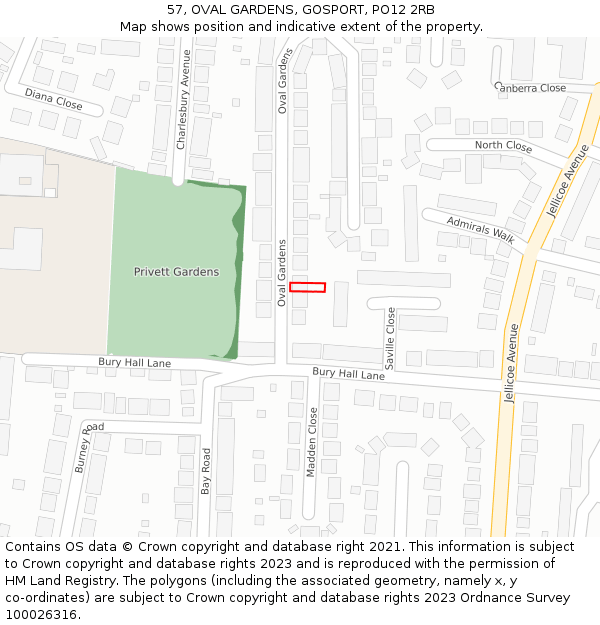 57, OVAL GARDENS, GOSPORT, PO12 2RB: Location map and indicative extent of plot