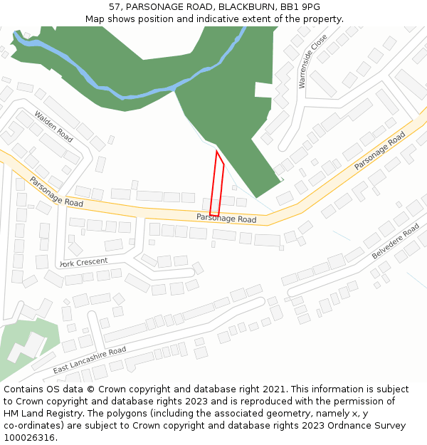 57, PARSONAGE ROAD, BLACKBURN, BB1 9PG: Location map and indicative extent of plot