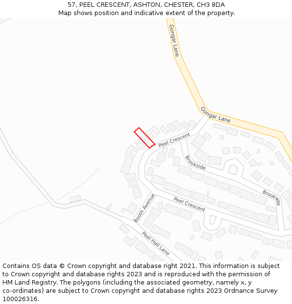 57, PEEL CRESCENT, ASHTON, CHESTER, CH3 8DA: Location map and indicative extent of plot