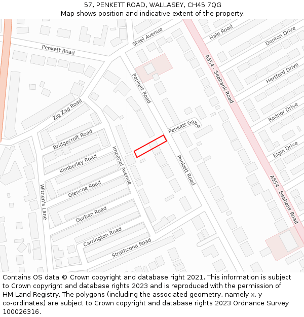 57, PENKETT ROAD, WALLASEY, CH45 7QG: Location map and indicative extent of plot