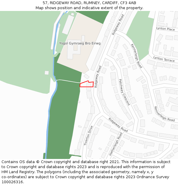 57, RIDGEWAY ROAD, RUMNEY, CARDIFF, CF3 4AB: Location map and indicative extent of plot