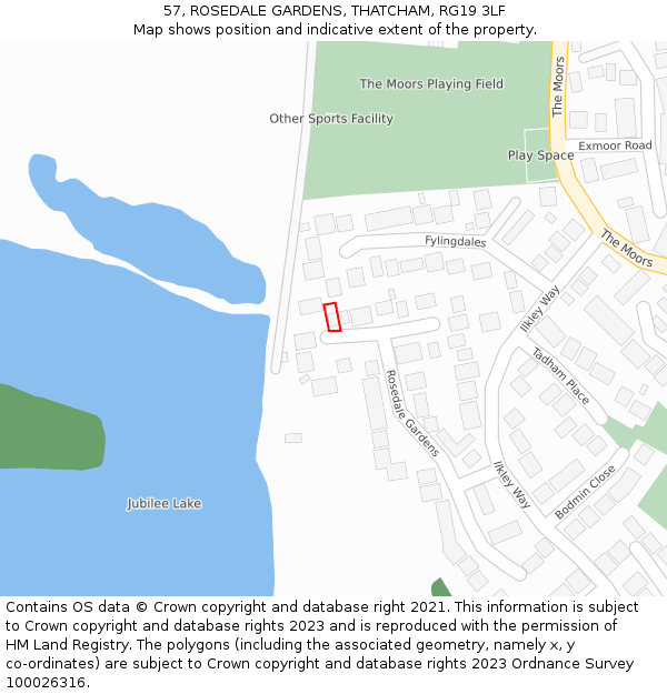 57, ROSEDALE GARDENS, THATCHAM, RG19 3LF: Location map and indicative extent of plot