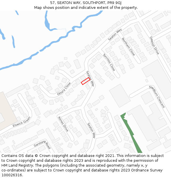 57, SEATON WAY, SOUTHPORT, PR9 9GJ: Location map and indicative extent of plot