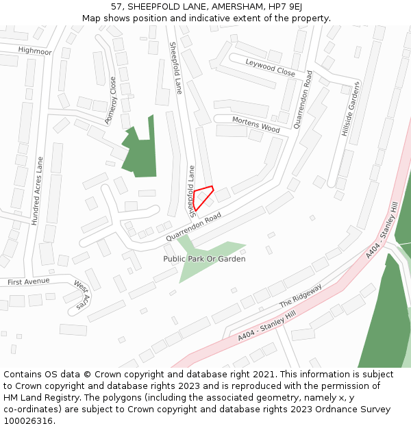 57, SHEEPFOLD LANE, AMERSHAM, HP7 9EJ: Location map and indicative extent of plot