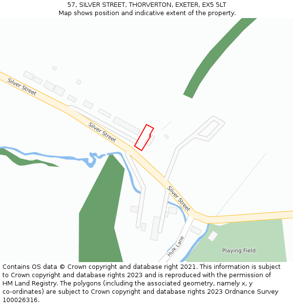 57, SILVER STREET, THORVERTON, EXETER, EX5 5LT: Location map and indicative extent of plot