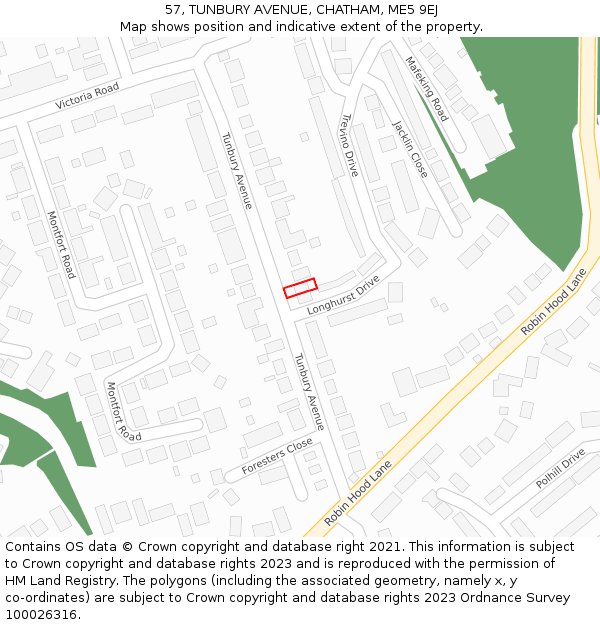 57, TUNBURY AVENUE, CHATHAM, ME5 9EJ: Location map and indicative extent of plot