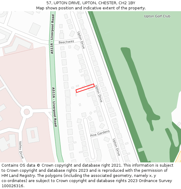 57, UPTON DRIVE, UPTON, CHESTER, CH2 1BY: Location map and indicative extent of plot