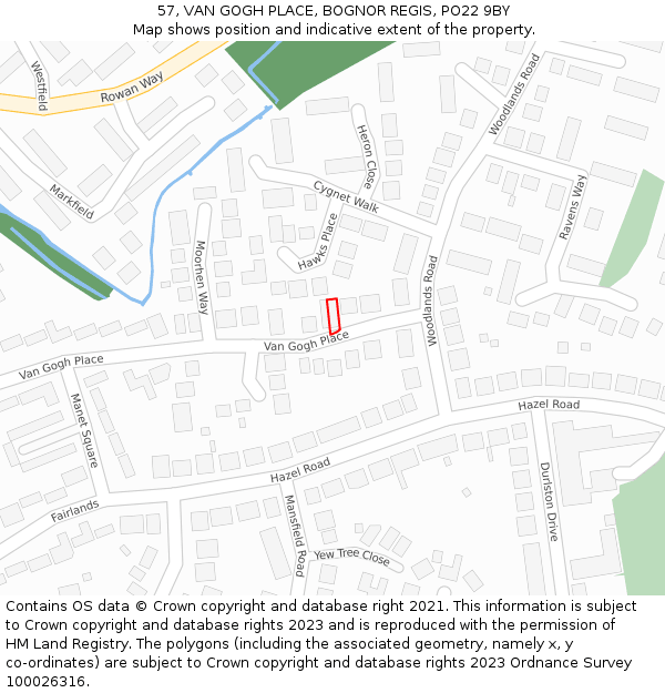 57, VAN GOGH PLACE, BOGNOR REGIS, PO22 9BY: Location map and indicative extent of plot