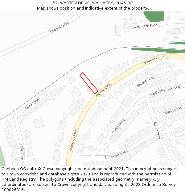 57, WARREN DRIVE, WALLASEY, CH45 0JP: Location map and indicative extent of plot