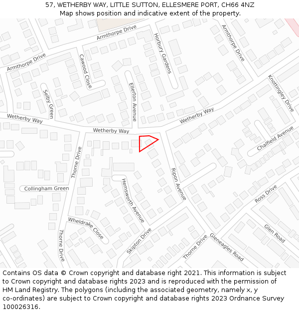 57, WETHERBY WAY, LITTLE SUTTON, ELLESMERE PORT, CH66 4NZ: Location map and indicative extent of plot