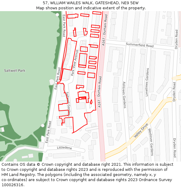 57, WILLIAM WAILES WALK, GATESHEAD, NE9 5EW: Location map and indicative extent of plot