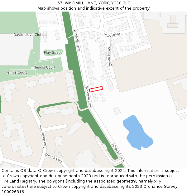 57, WINDMILL LANE, YORK, YO10 3LG: Location map and indicative extent of plot