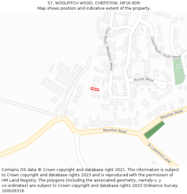 57, WOOLPITCH WOOD, CHEPSTOW, NP16 6DR: Location map and indicative extent of plot