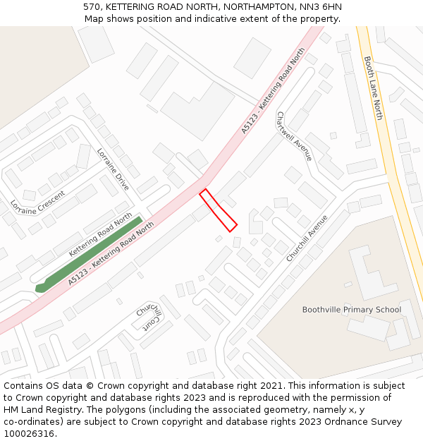 570, KETTERING ROAD NORTH, NORTHAMPTON, NN3 6HN: Location map and indicative extent of plot