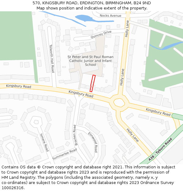 570, KINGSBURY ROAD, ERDINGTON, BIRMINGHAM, B24 9ND: Location map and indicative extent of plot