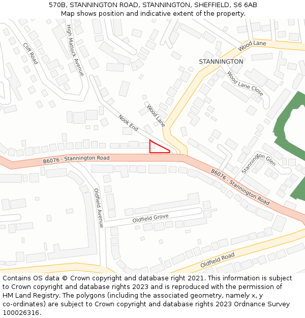 570B, STANNINGTON ROAD, STANNINGTON, SHEFFIELD, S6 6AB: Location map and indicative extent of plot