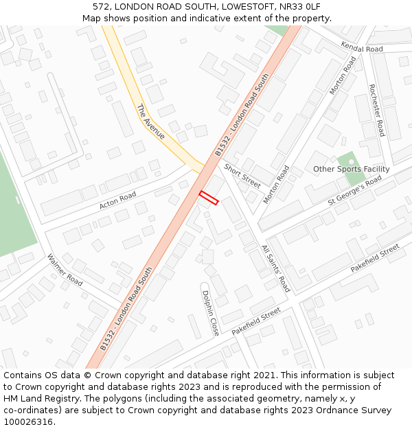 572, LONDON ROAD SOUTH, LOWESTOFT, NR33 0LF: Location map and indicative extent of plot