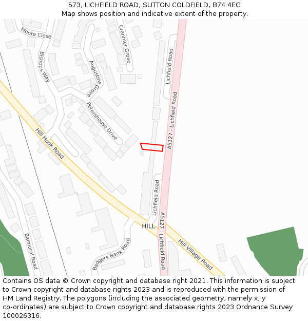 573, LICHFIELD ROAD, SUTTON COLDFIELD, B74 4EG: Location map and indicative extent of plot