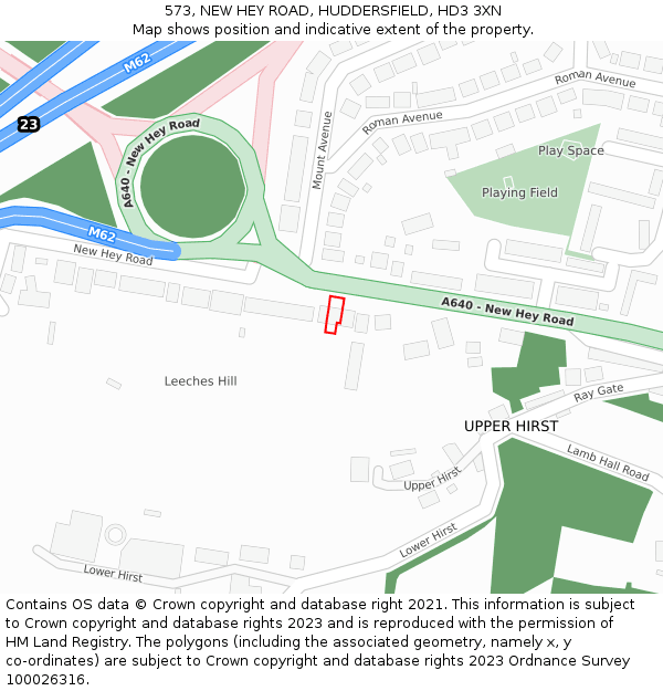 573, NEW HEY ROAD, HUDDERSFIELD, HD3 3XN: Location map and indicative extent of plot