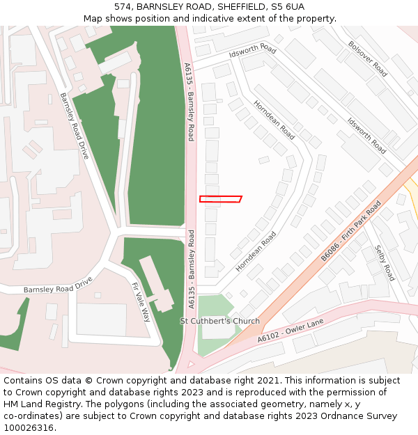 574, BARNSLEY ROAD, SHEFFIELD, S5 6UA: Location map and indicative extent of plot