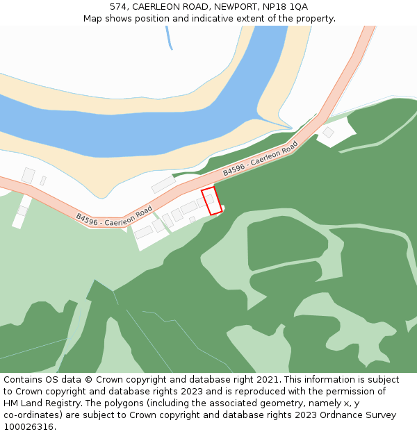 574, CAERLEON ROAD, NEWPORT, NP18 1QA: Location map and indicative extent of plot