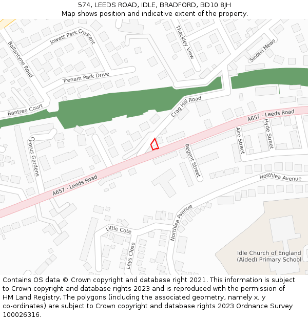 574, LEEDS ROAD, IDLE, BRADFORD, BD10 8JH: Location map and indicative extent of plot