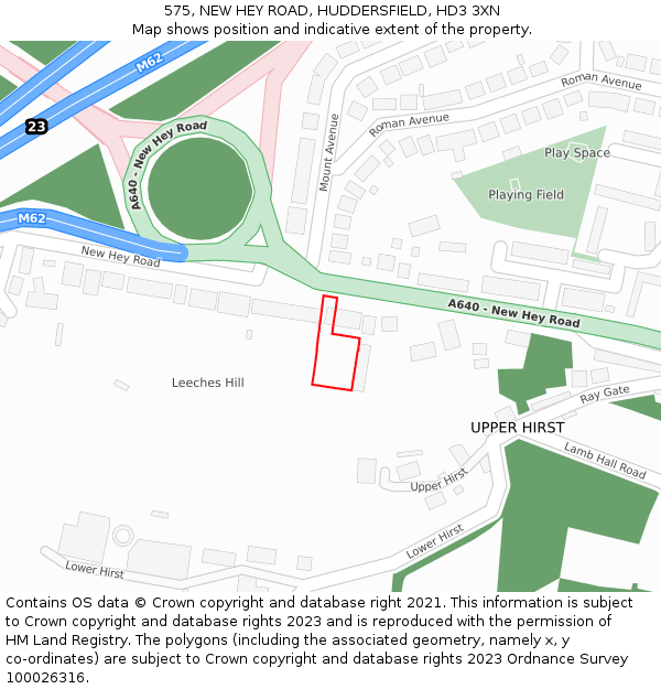 575, NEW HEY ROAD, HUDDERSFIELD, HD3 3XN: Location map and indicative extent of plot