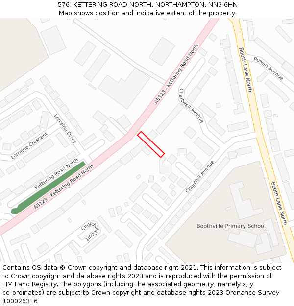 576, KETTERING ROAD NORTH, NORTHAMPTON, NN3 6HN: Location map and indicative extent of plot