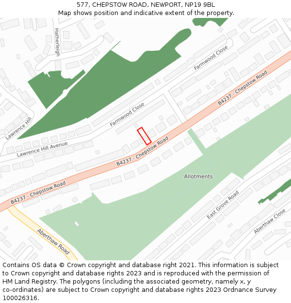577, CHEPSTOW ROAD, NEWPORT, NP19 9BL: Location map and indicative extent of plot