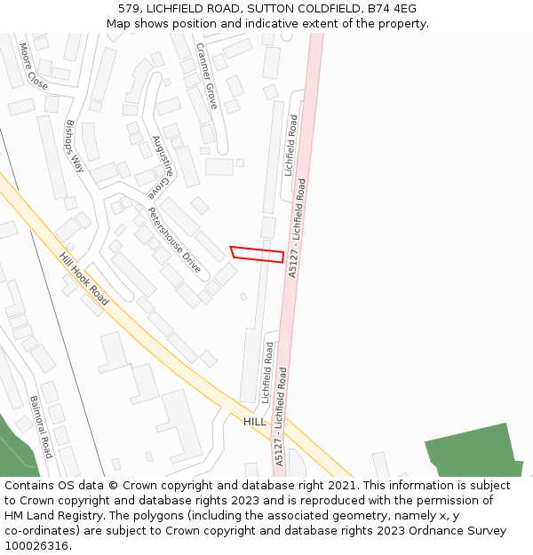 579, LICHFIELD ROAD, SUTTON COLDFIELD, B74 4EG: Location map and indicative extent of plot