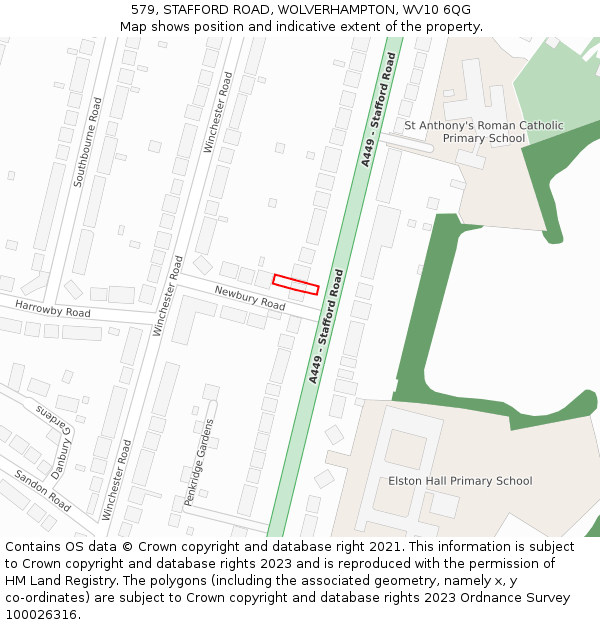 579, STAFFORD ROAD, WOLVERHAMPTON, WV10 6QG: Location map and indicative extent of plot