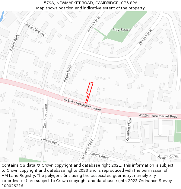 579A, NEWMARKET ROAD, CAMBRIDGE, CB5 8PA: Location map and indicative extent of plot