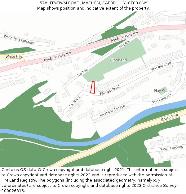 57A, FFWRWM ROAD, MACHEN, CAERPHILLY, CF83 8NY: Location map and indicative extent of plot